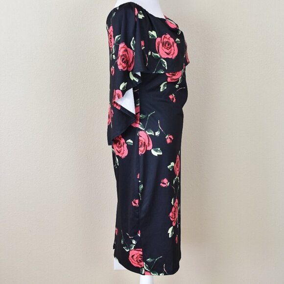 Grace Karin Off Shoulder Floral Cape Sheath Dress NEW - M - Picture 8 of 10
